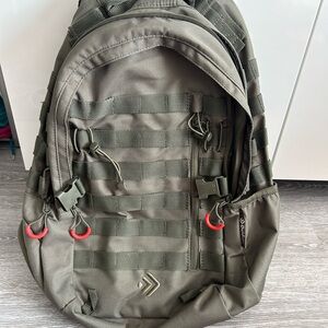 Outdoor Life Army Green Backpack with Red Highlights